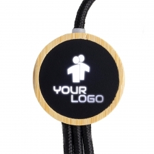 Długi kabel 3w1 z podświetlanym logo w drewnianej obudowie, LH-ZMU06 